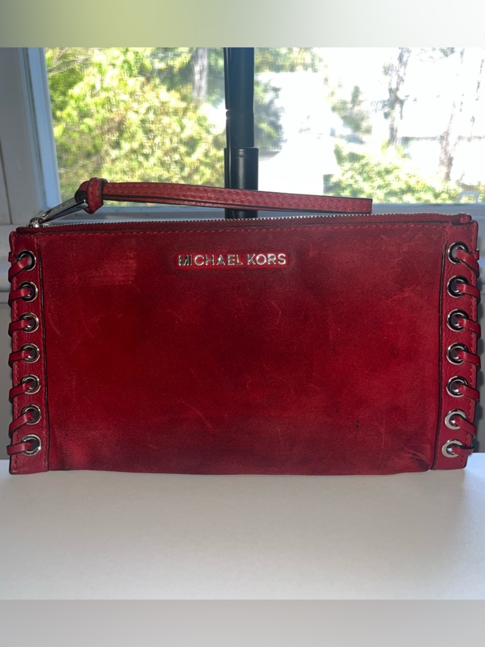 Michael Kors Red Suede Wristlet (Rehab Bag)